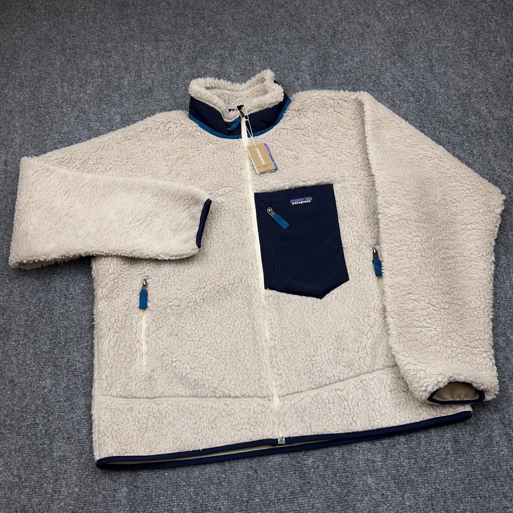 NEW Patagonia Classic Retro-X Jacket Men's XL Natural Navy Fleece Full Zip 23056